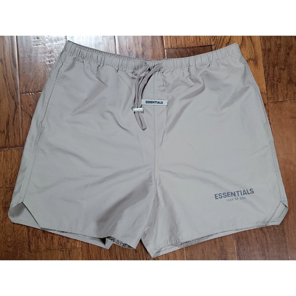 NWOT‎ ESSENTIALS Fear Of God Men's Brown Elastic Waist Split Hem Shorts Sz XL